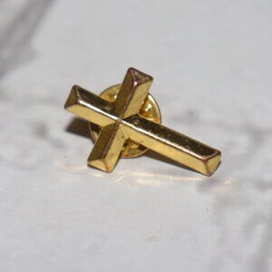 Gold-Tone Cross Lapel Pin | 1" Tall | Classic Christian Symbol | Unisex